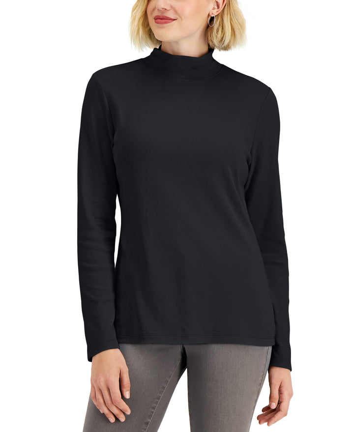Petite Solid Mock-Neck Top