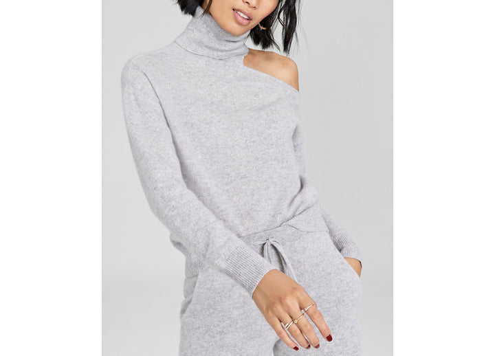 Charter Club Womens Cashmere Cold Shoulder Turtleneck Sweater
