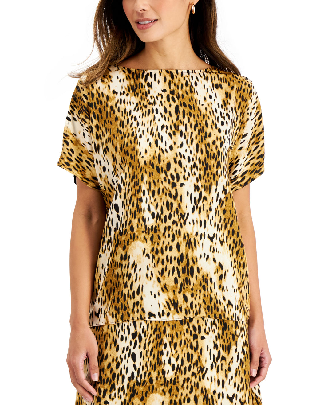 JM Collection Colorblocked Cheetah Print Top
