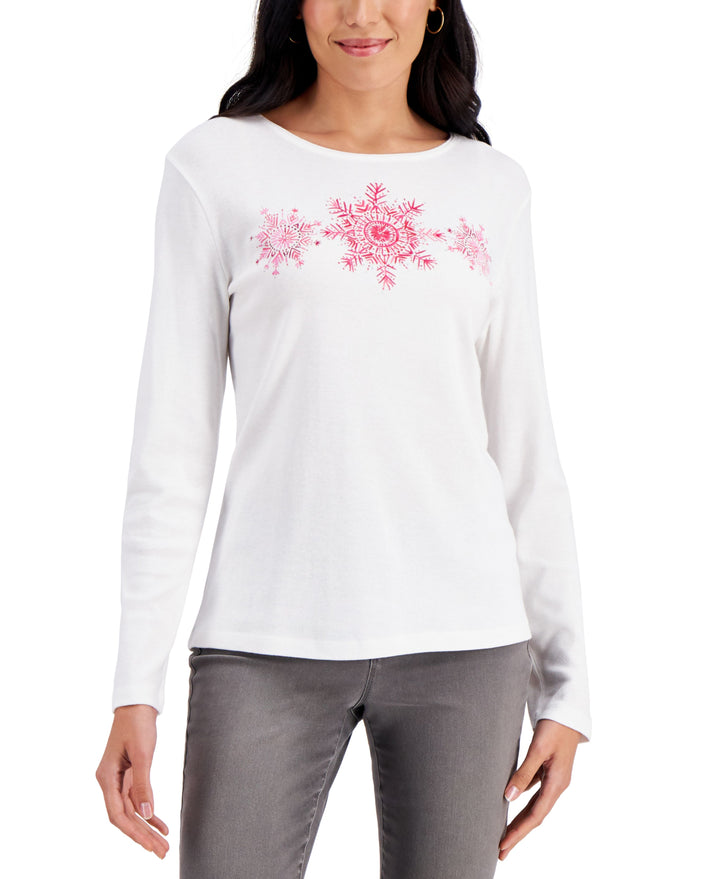 Karen Scott Snowflake Graphic Top