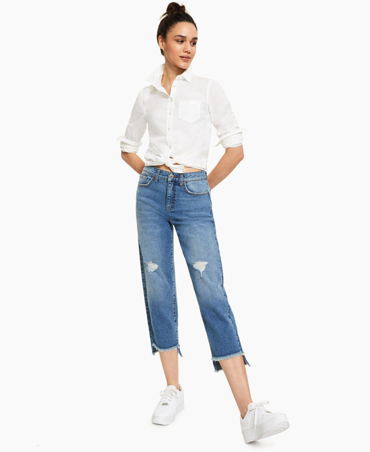 Style & Co High Rise Straight Cropped Jean