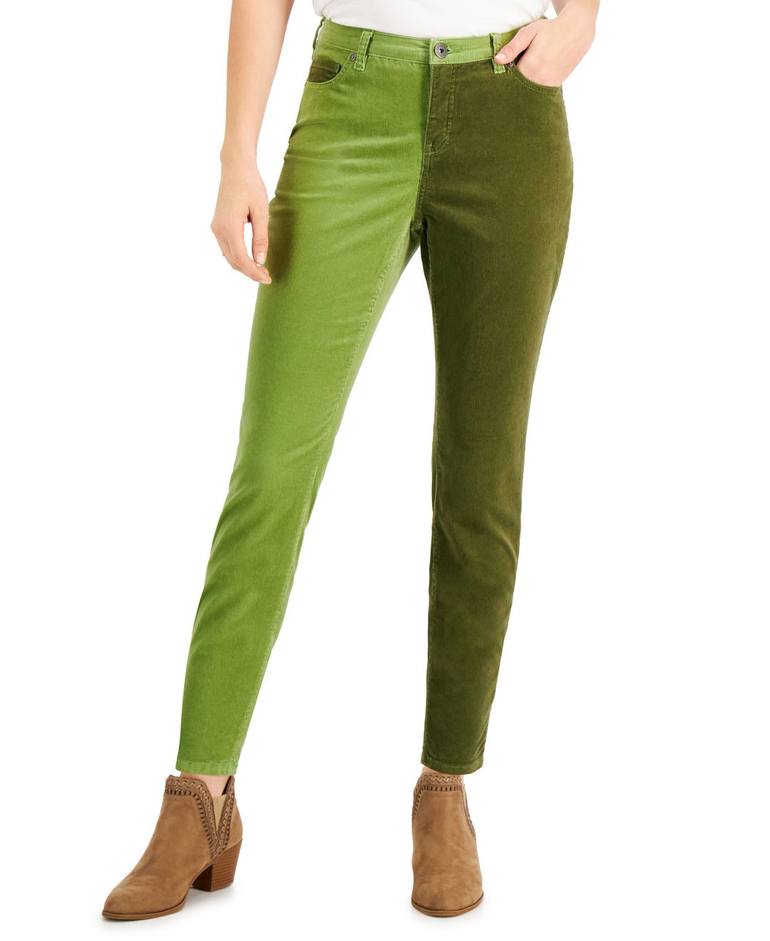 Style & Co Petite Colorblocked Mid Rise Curvy Skinny Jeans