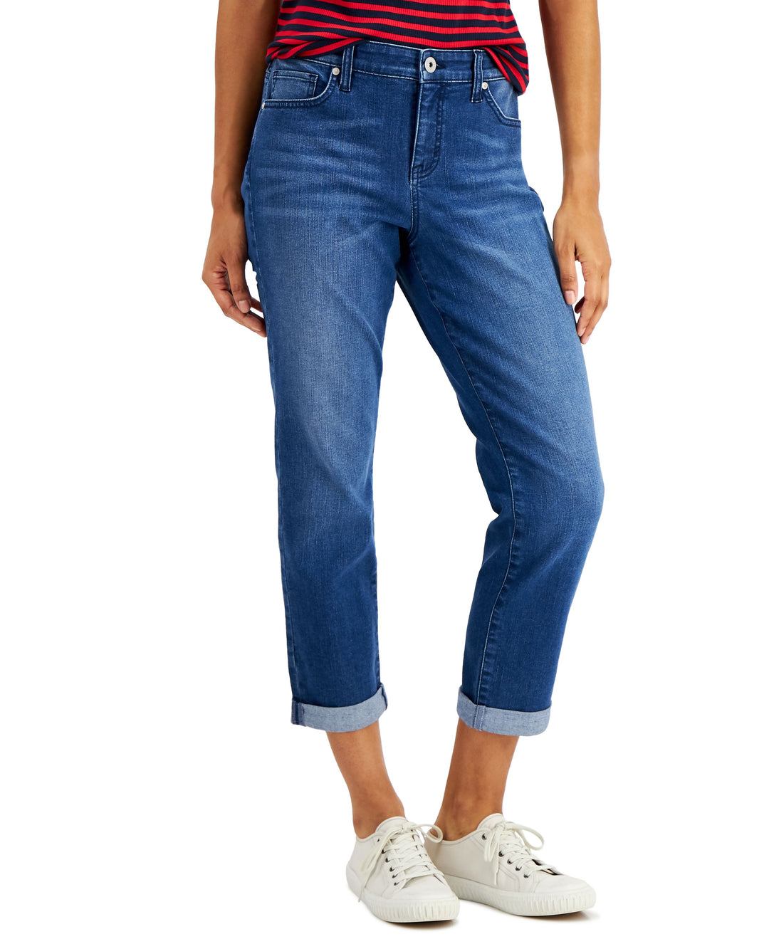 Style & Co Petite Straight Leg Girlfriend Jeans