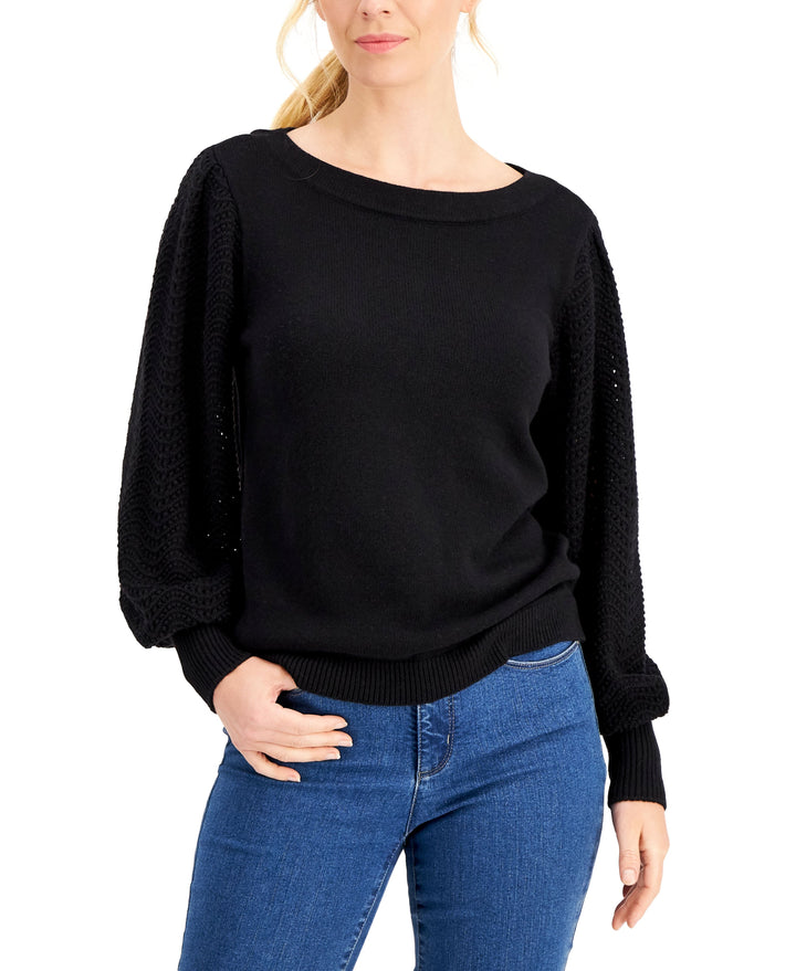 Charter Club Pointelle Blouson Sleeve Sweater