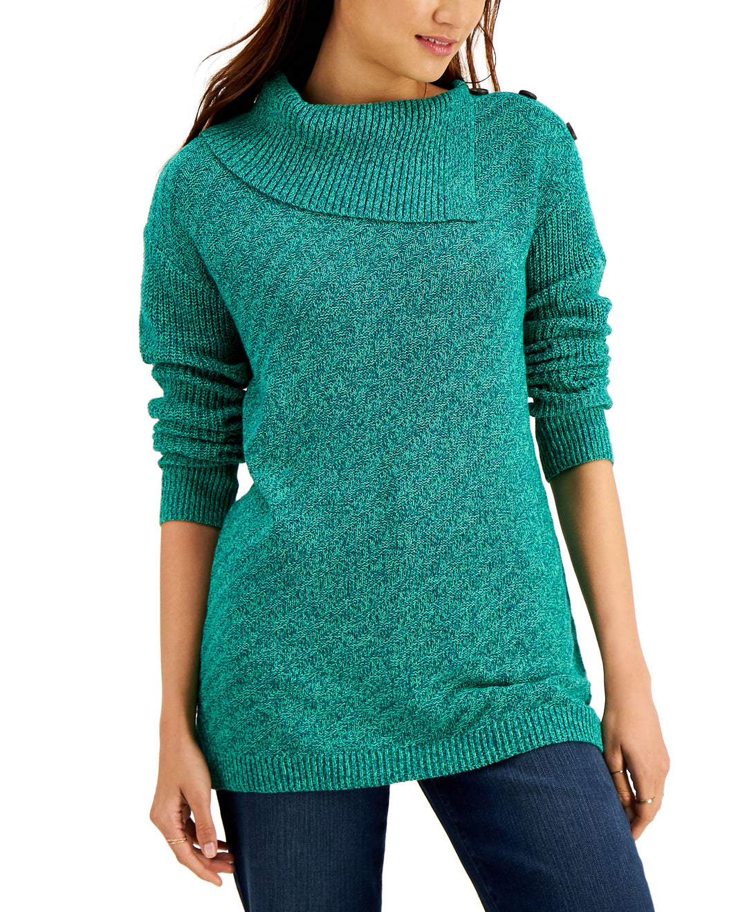 Women's Ribbed Button Tunic Sweater