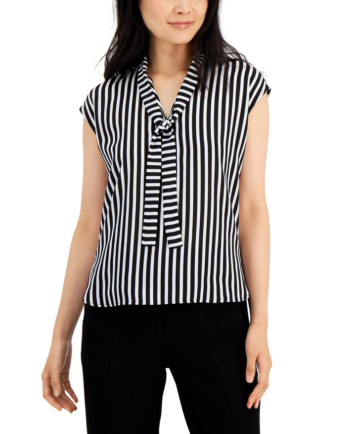 Women's Striped Tie-Neck Top