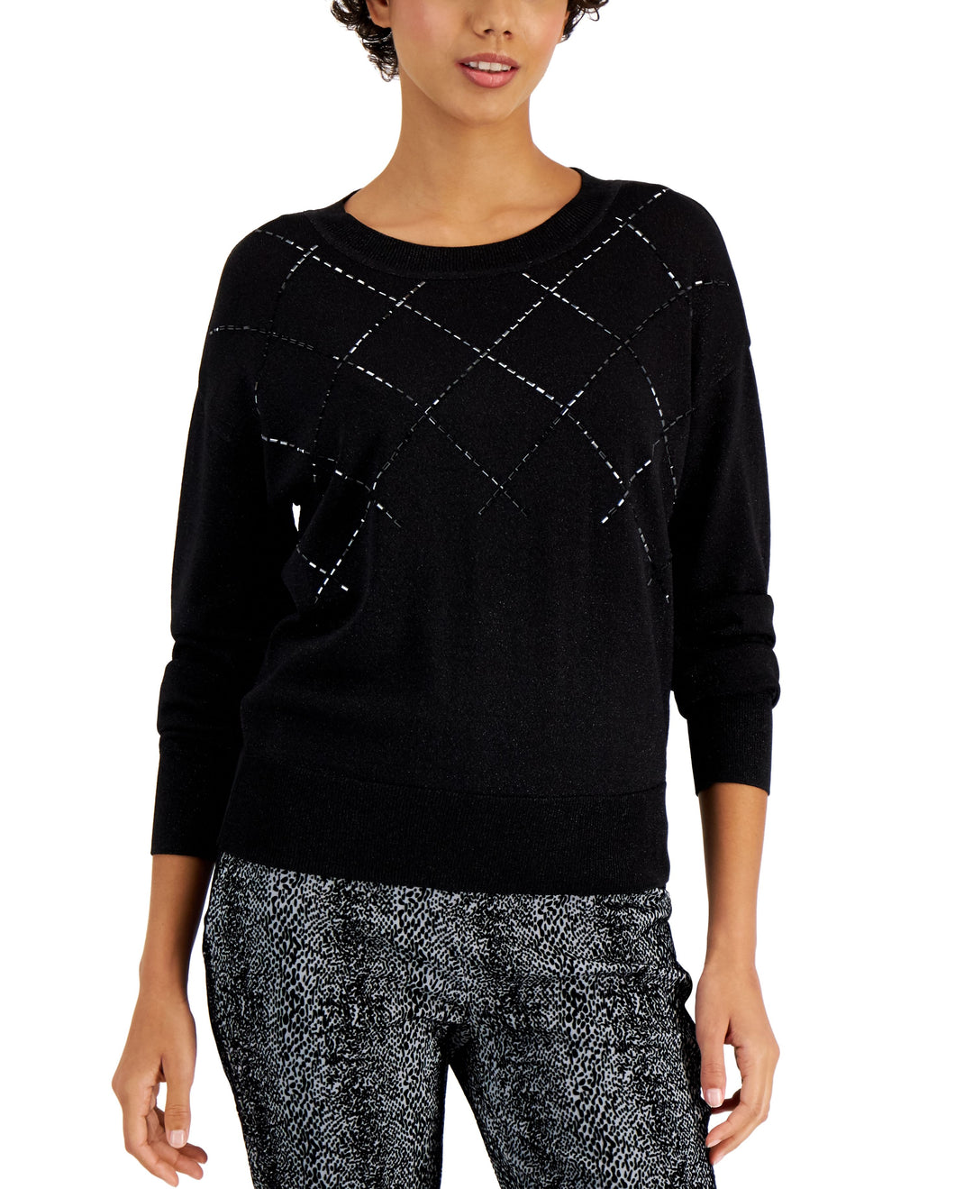 Alfani Crewneck Shine Sweater