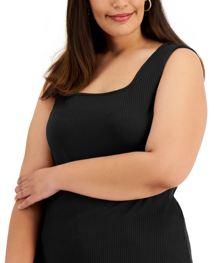 INC International Concepts Plus Size Square Neck Ribbed Tank