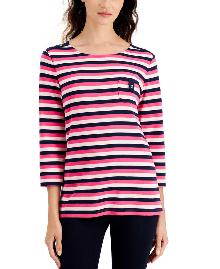Karen Scott Striped Pocket Top