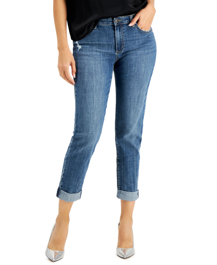 INC International Concepts Petite Cuffed Boyfriend Jeans
