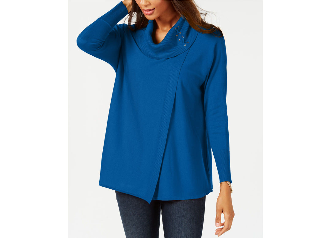 JM Collection Faux Wrap Cowl Neck Sweater