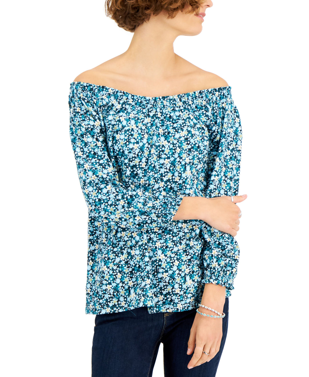 Style & Co Floral Print Peasant Top