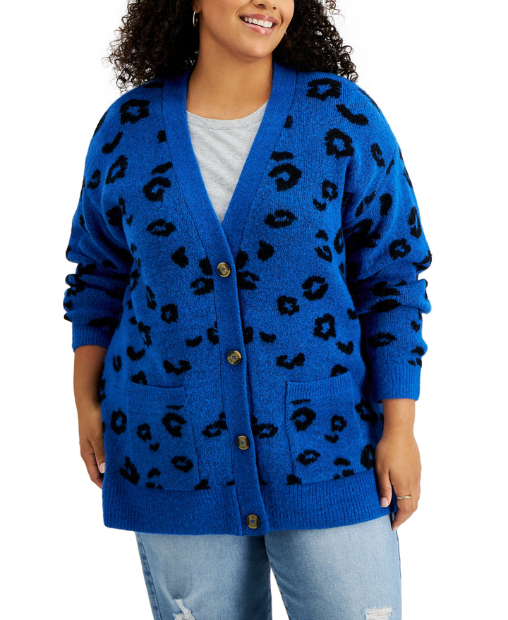 Style & Co Cheetah Print Button Down Cardigan Sweater