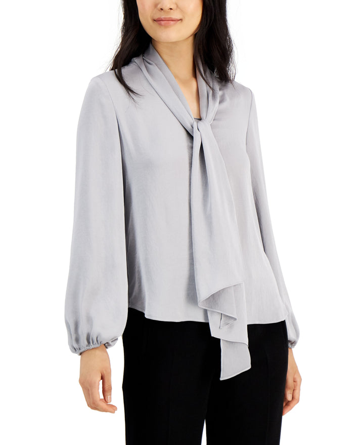 Women's Tie Neck Cinched Sleeve Blouse
