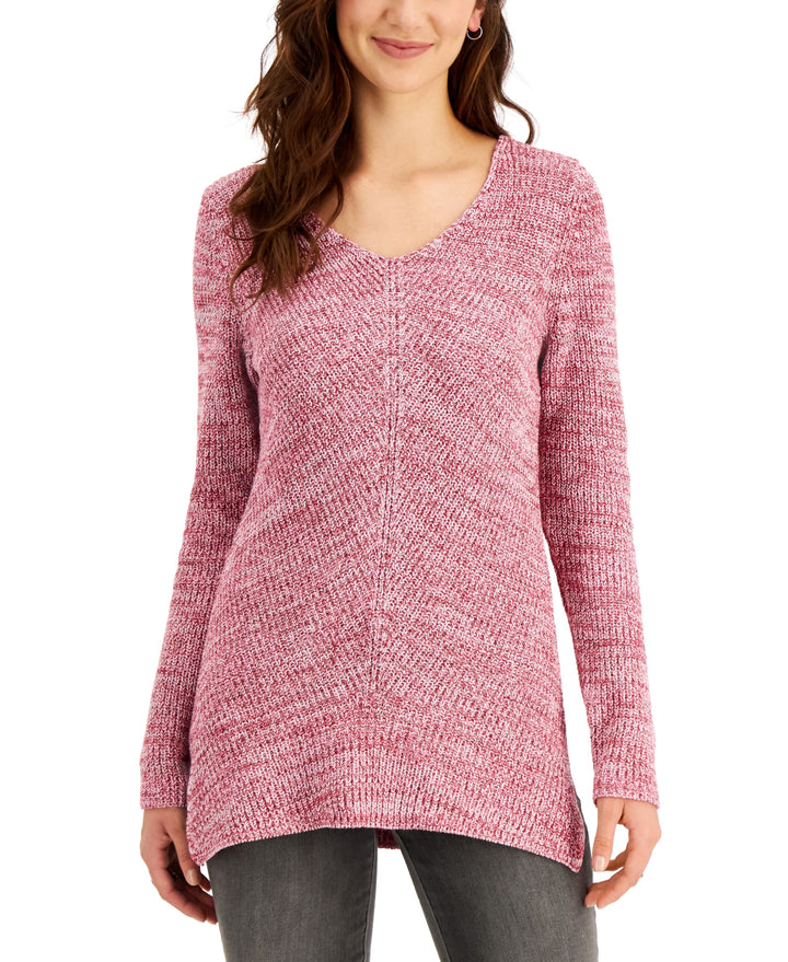 Style & Co Cotton V Neck Tunic Sweater