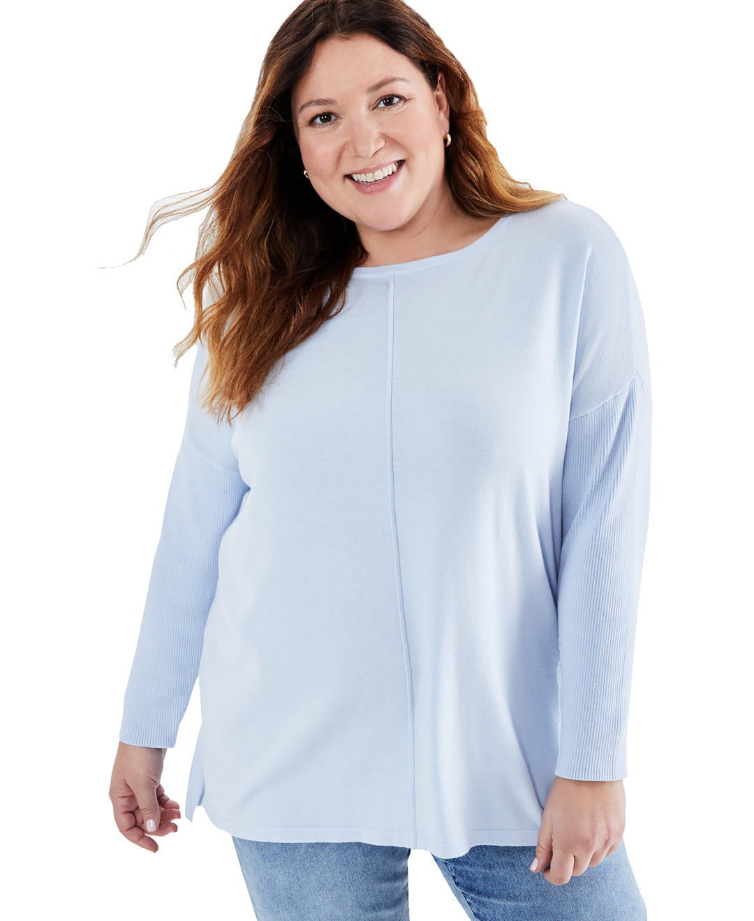 Plus Size Front-Seam Tunic Sweater
