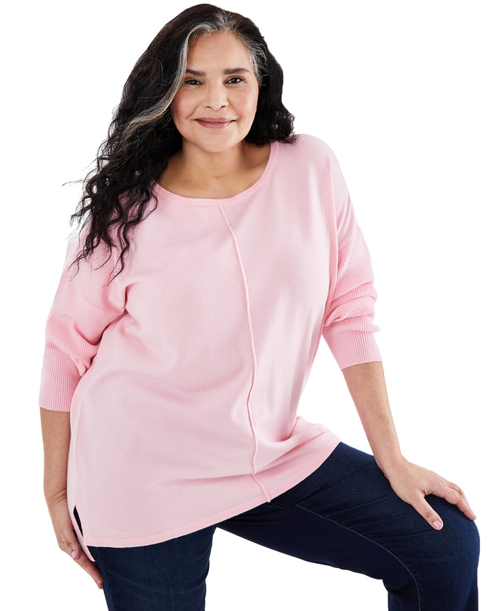 Plus Size Front-Seam Tunic Sweater