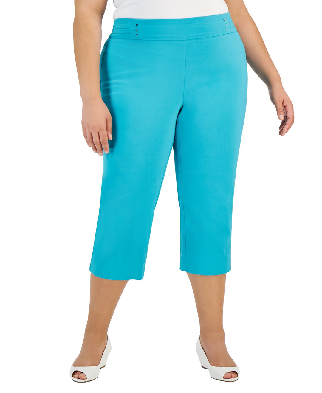 Plus Size Tummy Control Pull-On Capri Pants