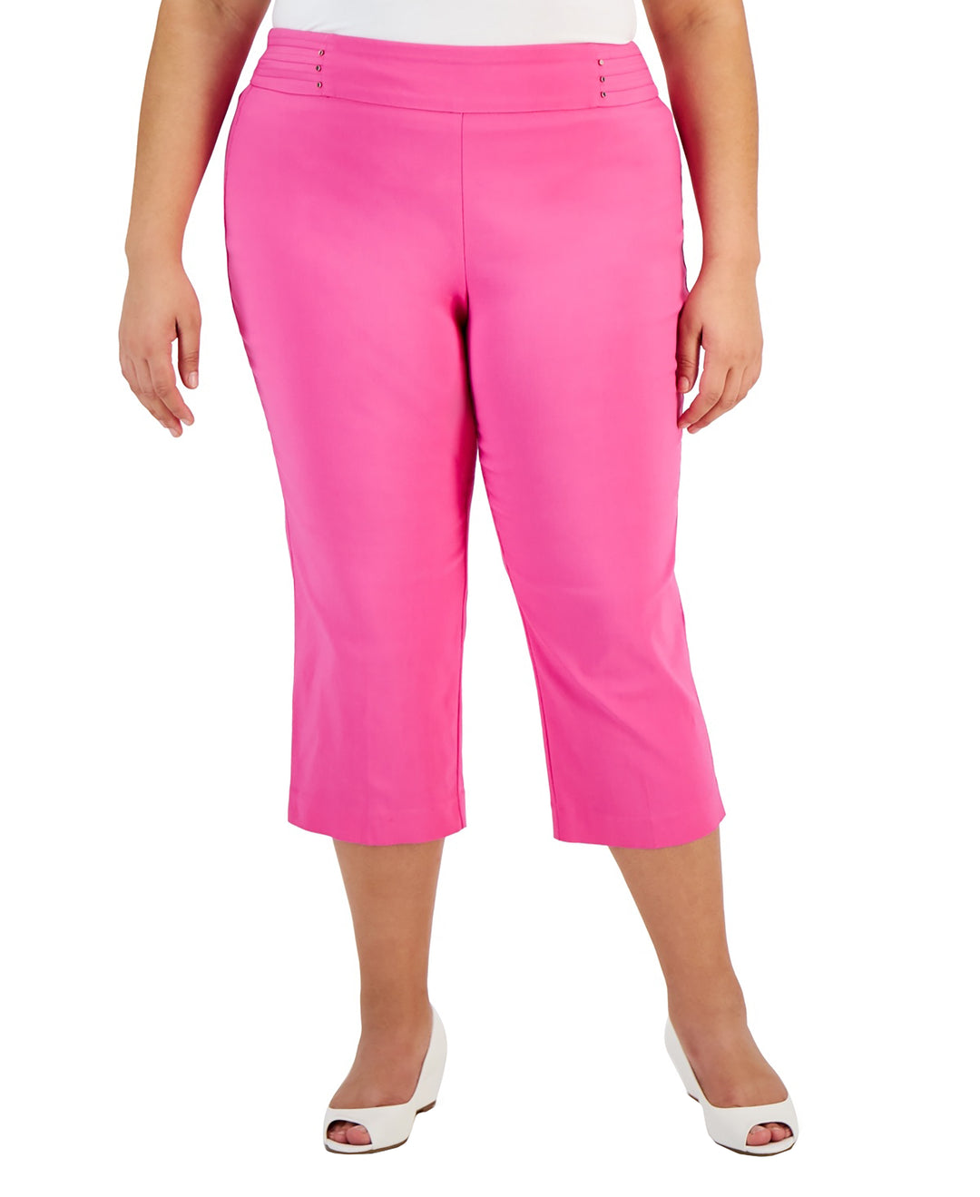 Plus Size Tummy Control Pull-On Capri Pants