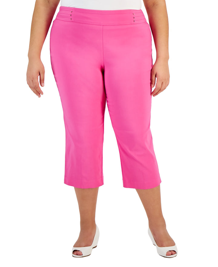 Plus Size Tummy Control Pull-On Capri Pants