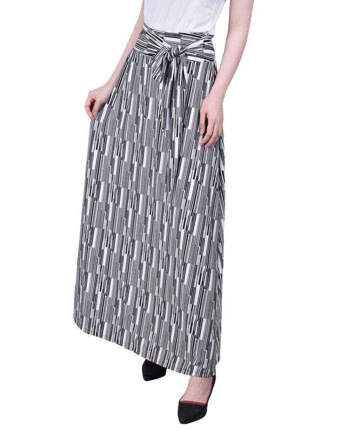 Petite Printed Maxi Skirt with Sash Waist Tie