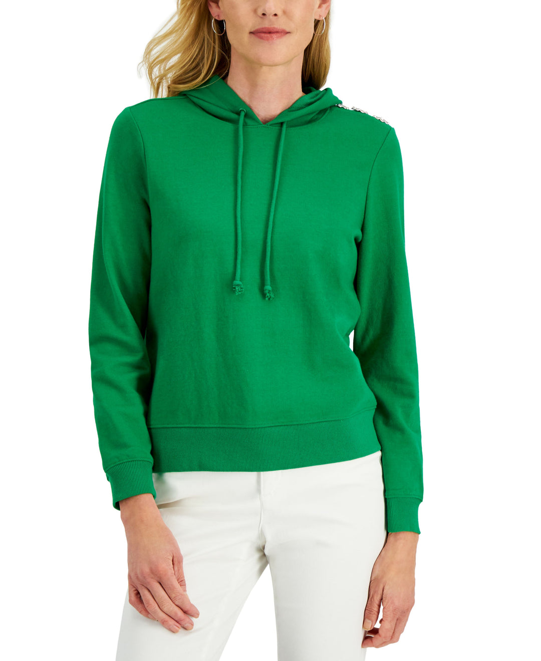 Charter Club Button Trim Hoodie