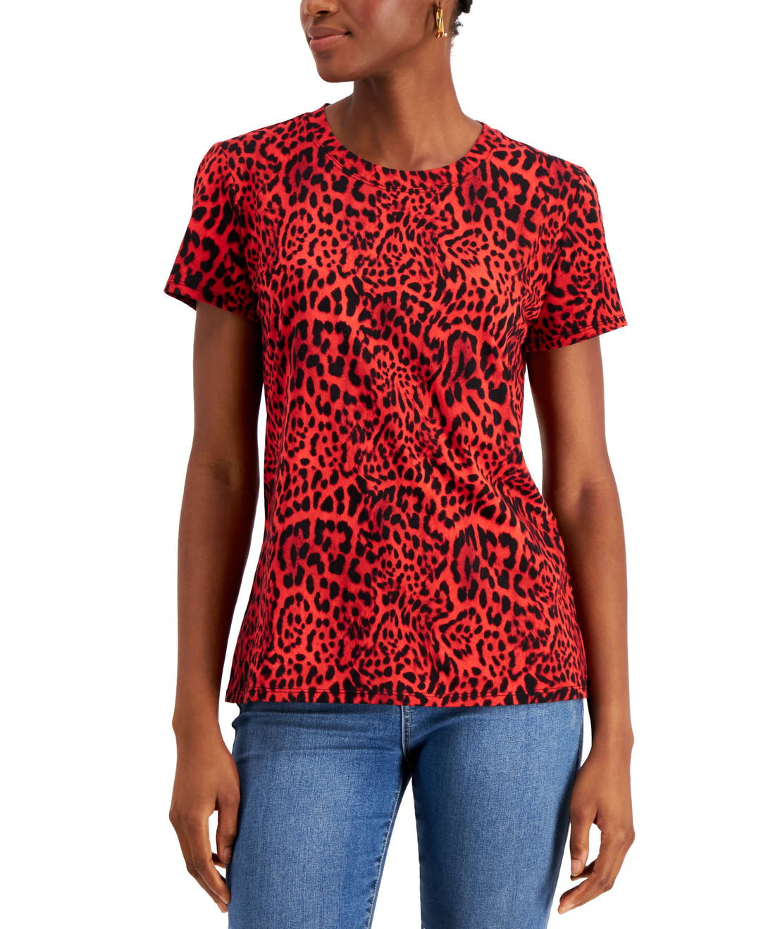 INC International Concepts Cotton Leopard Print T-Shirt