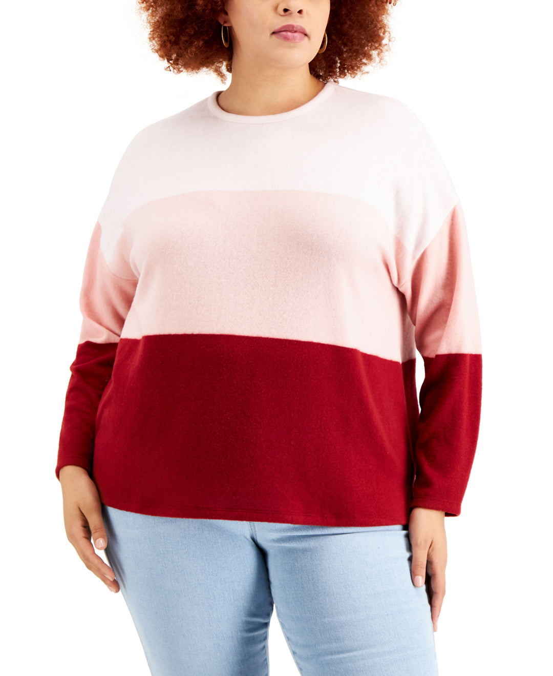 Style & Co Colorblock Step Hem Sweater