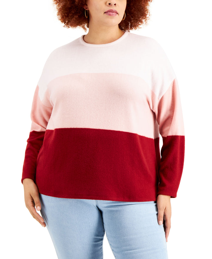Style & Co Colorblock Step Hem Sweater
