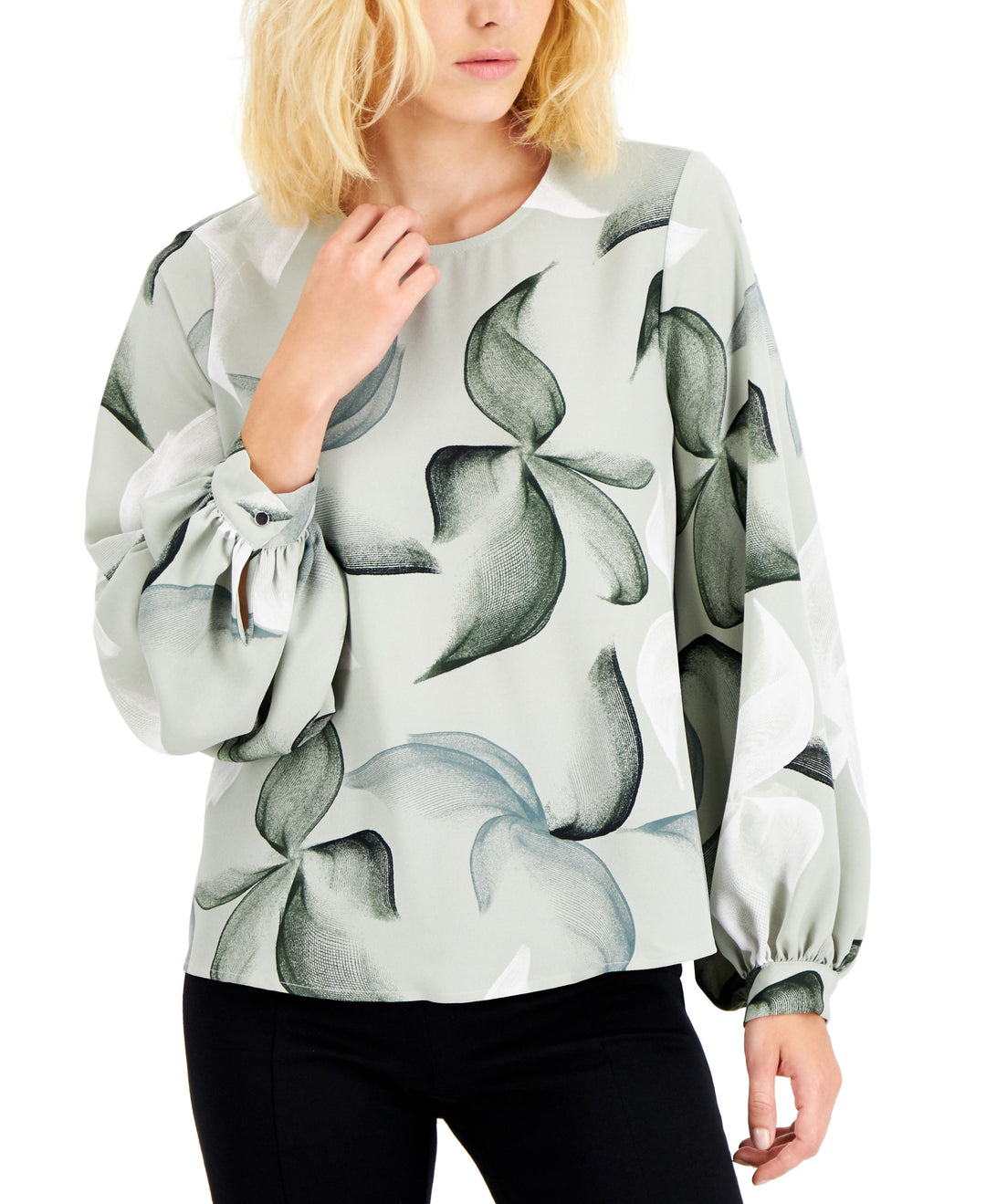 Alfani Printed Volume Sleeve Top