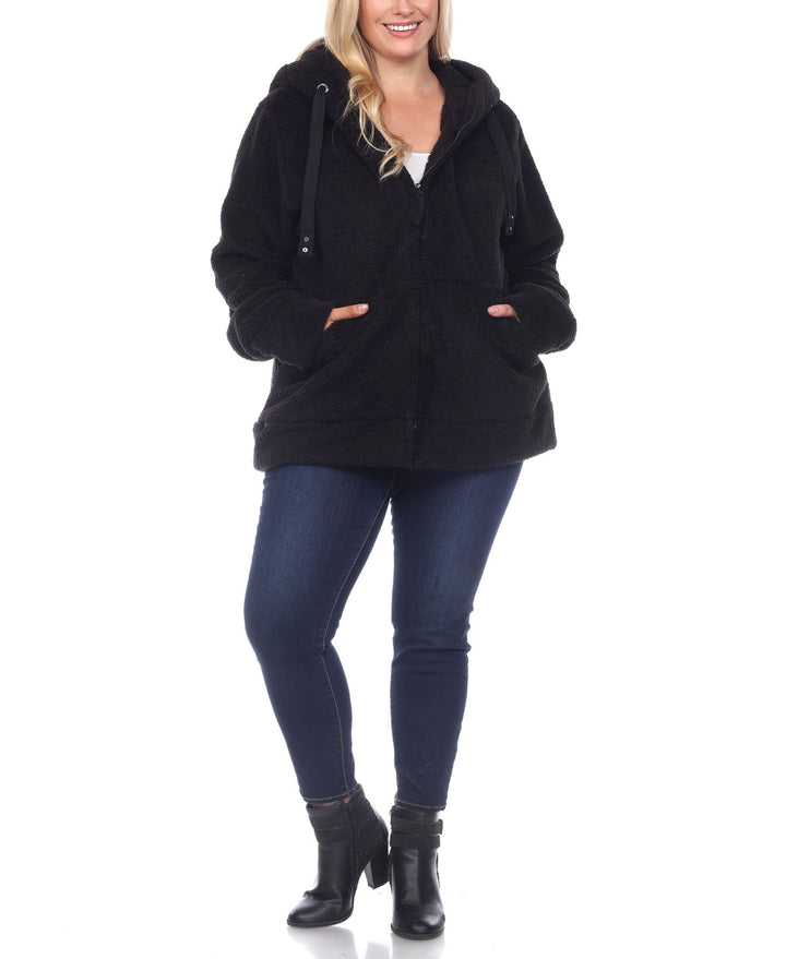 Plus Size Hooded Sherpa Jacket