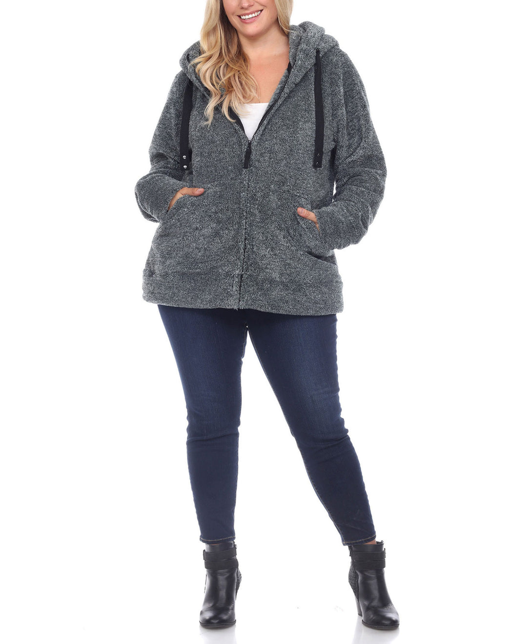 Plus Size Hooded Sherpa Jacket