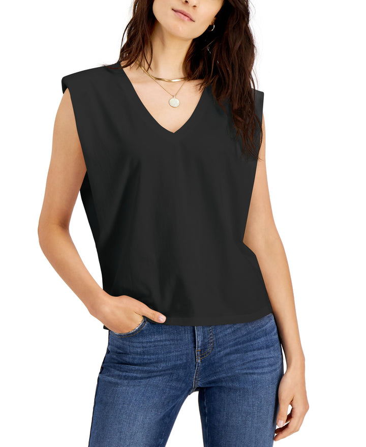 INC International Concepts Strong Shoulder V Neck T-Shirt