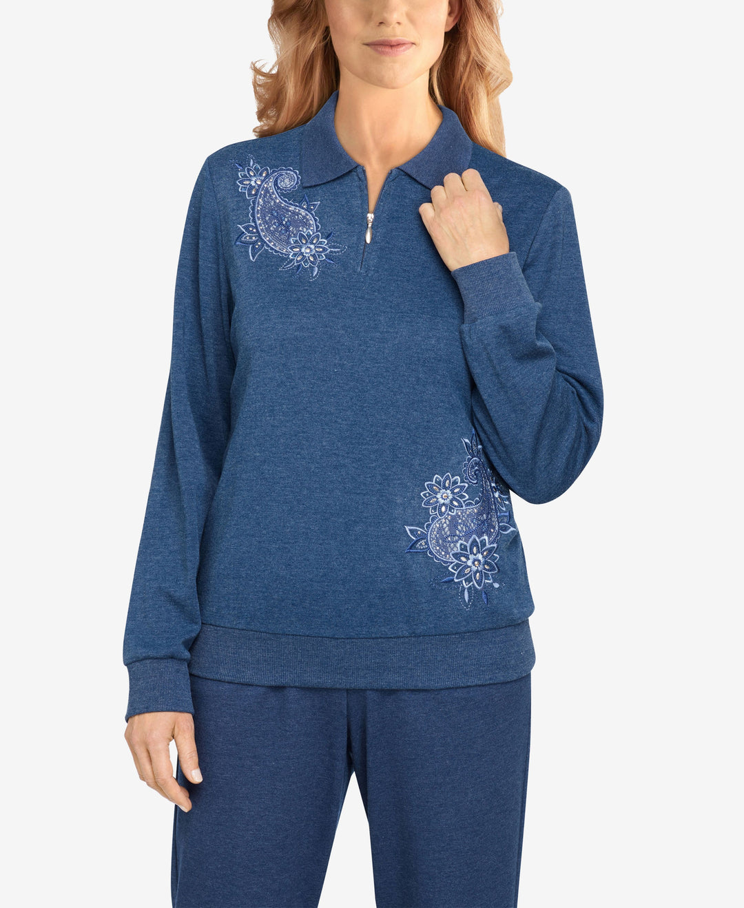Womens Missy Relax Enjoy Asymmetric Floral Paisley Pullover Top