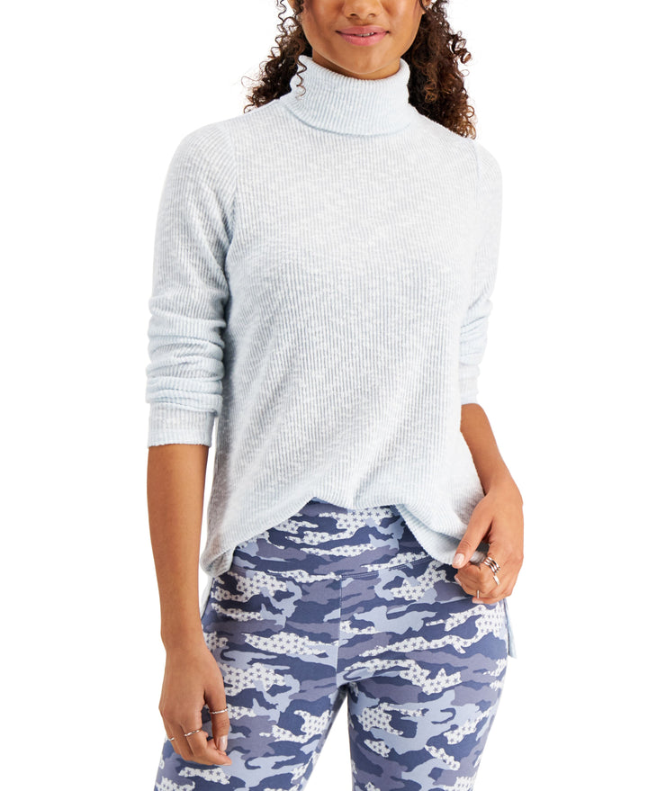 Style & Co Petite Ribbed Turtleneck Tunic