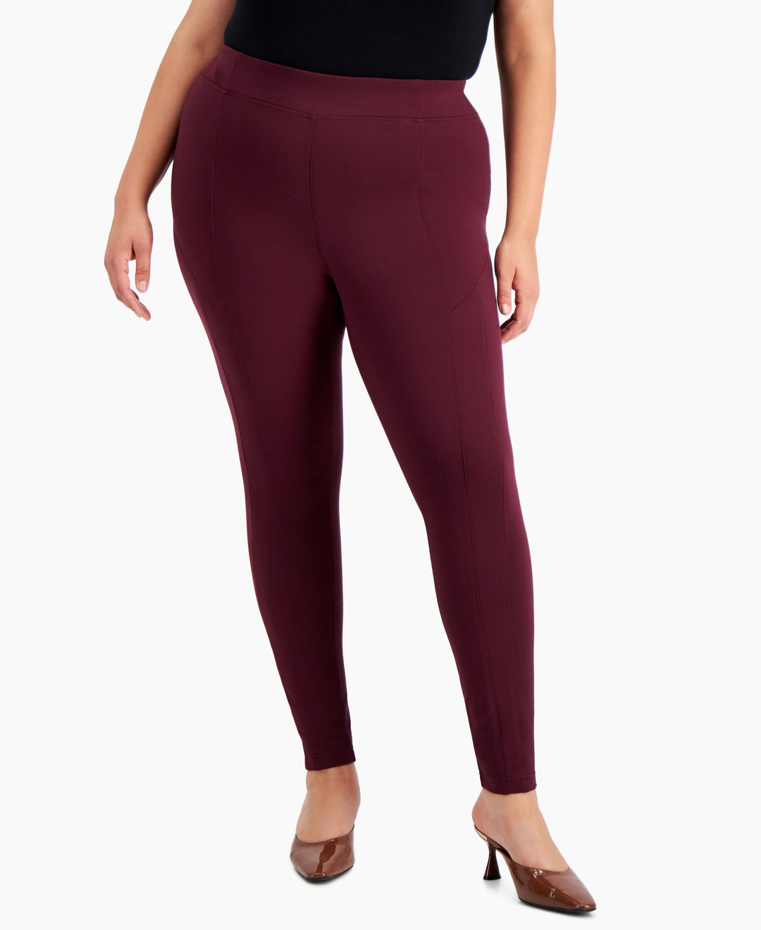 INC International Concepts Plus Size Seam Detail Skinny Ponte Pants