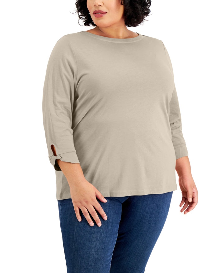 Karen Scott Plus Size Boatneck Top