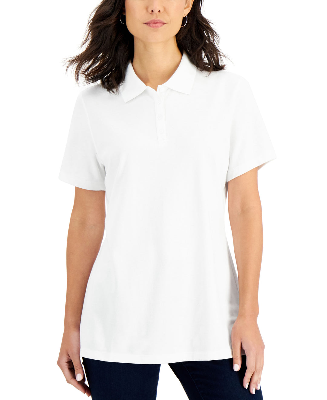 Karen Scott Short Sleeve Pique Knit Polo