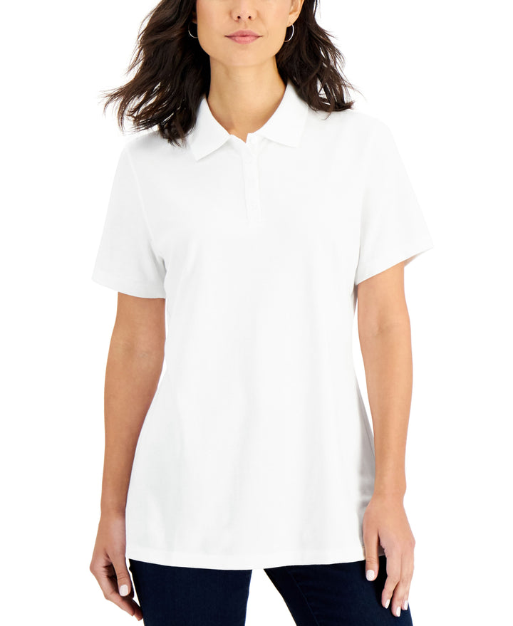 Karen Scott Short Sleeve Pique Knit Polo