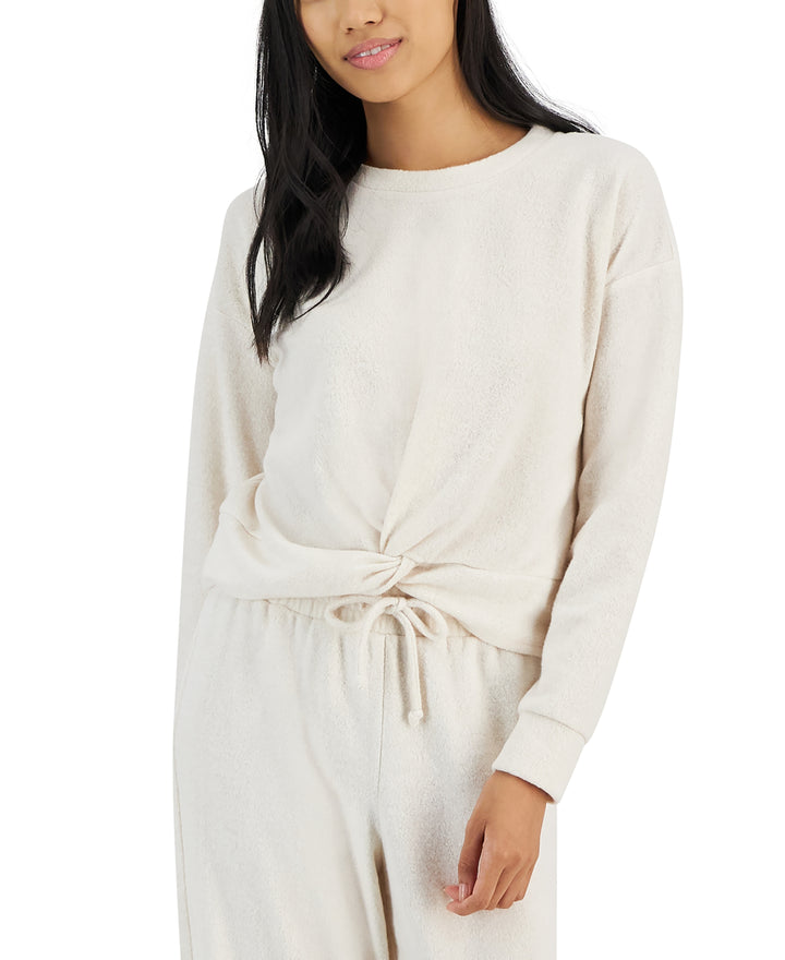 Juniors' Cozy Twist-Front Long-Sleeve Top