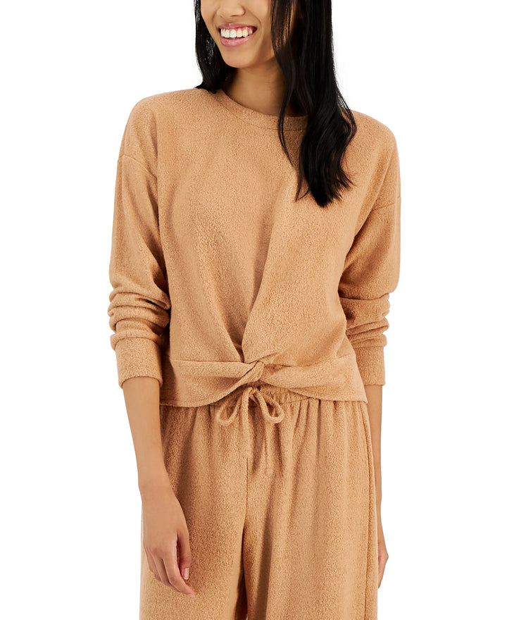 Juniors' Cozy Twist-Front Long-Sleeve Top