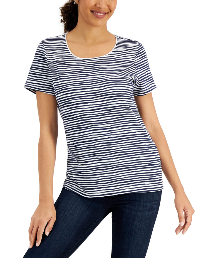 Striped Scoop-Neck Top