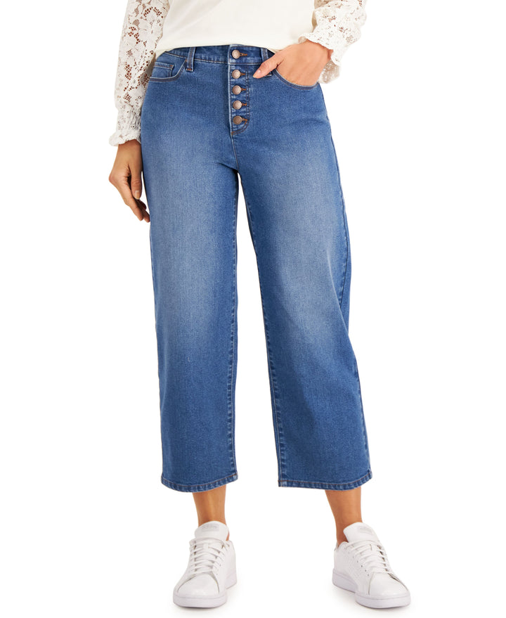 Charter Club Wide Leg Button Fly Jeans