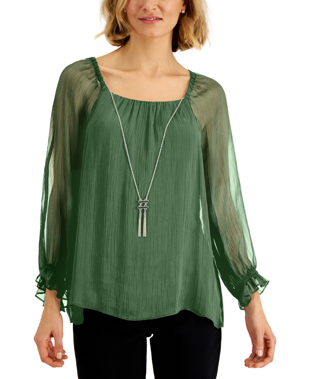 JM Collection Square Neck Necklace Top