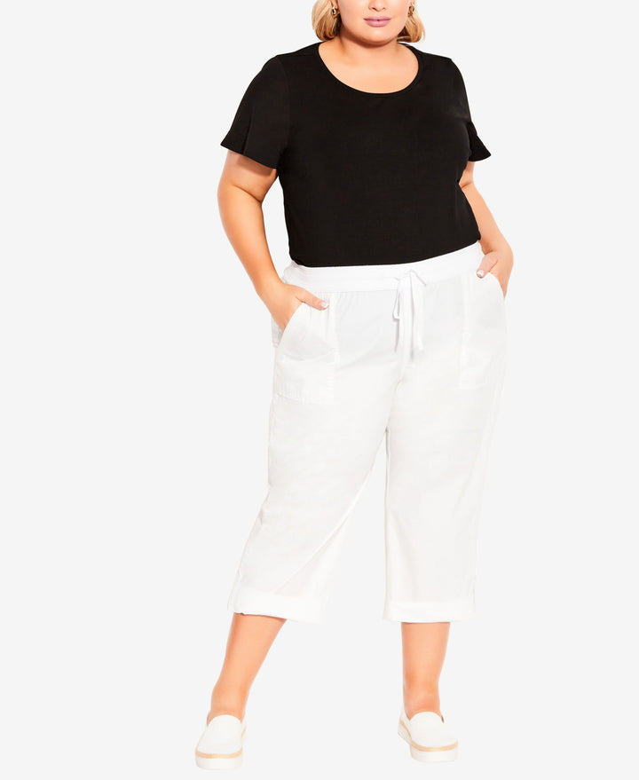 Plus Size Cotton Roll Up Capris