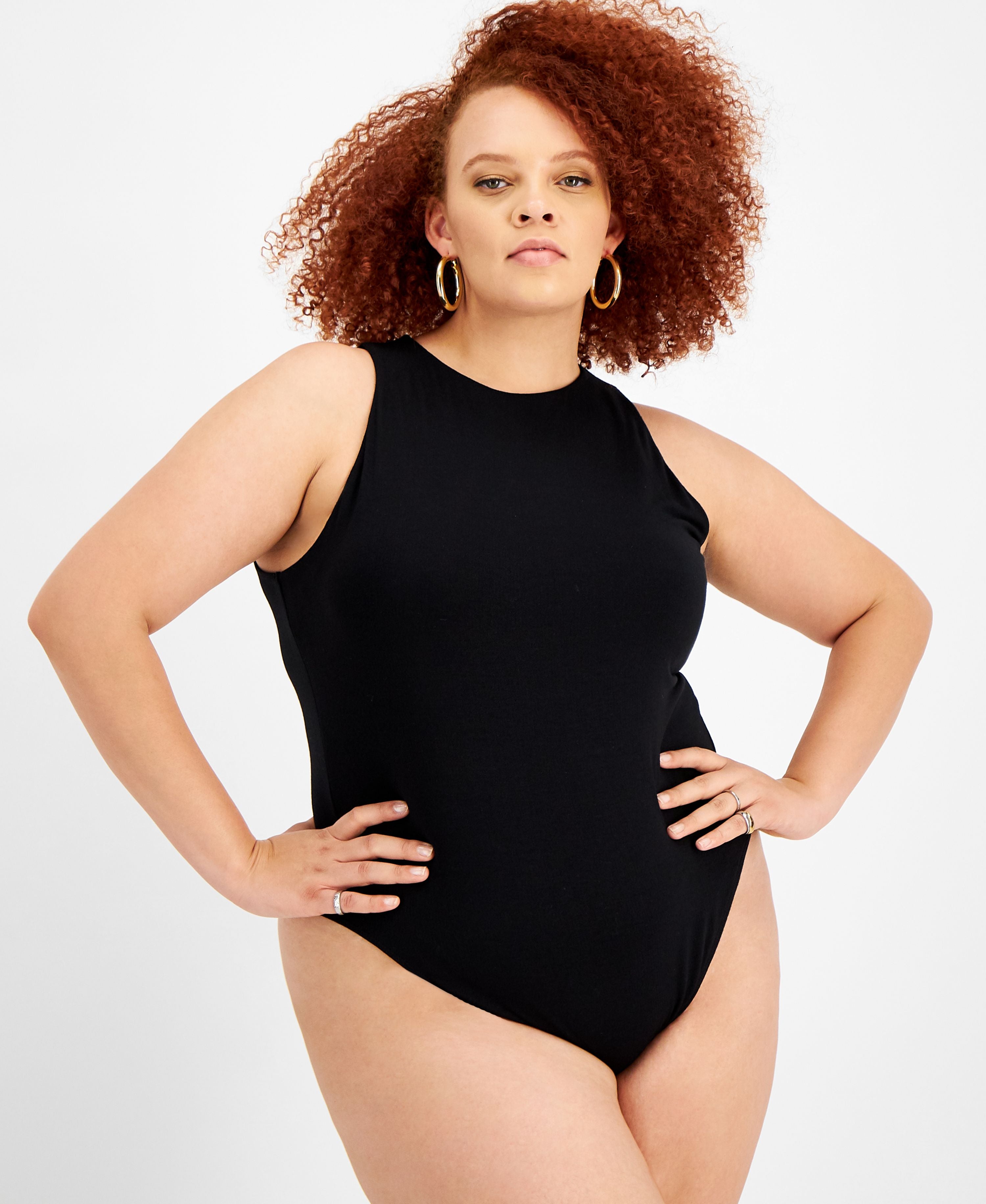 Bar III Trendy Plus Size Bodycon Tank Bodysuit