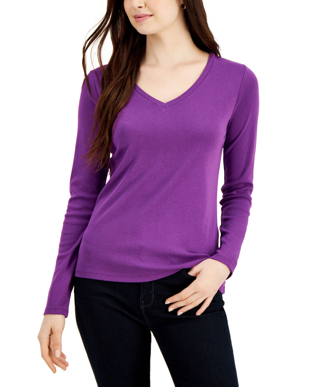 Charter Club Cotton Long-Sleeve V-Neck T-Shirt