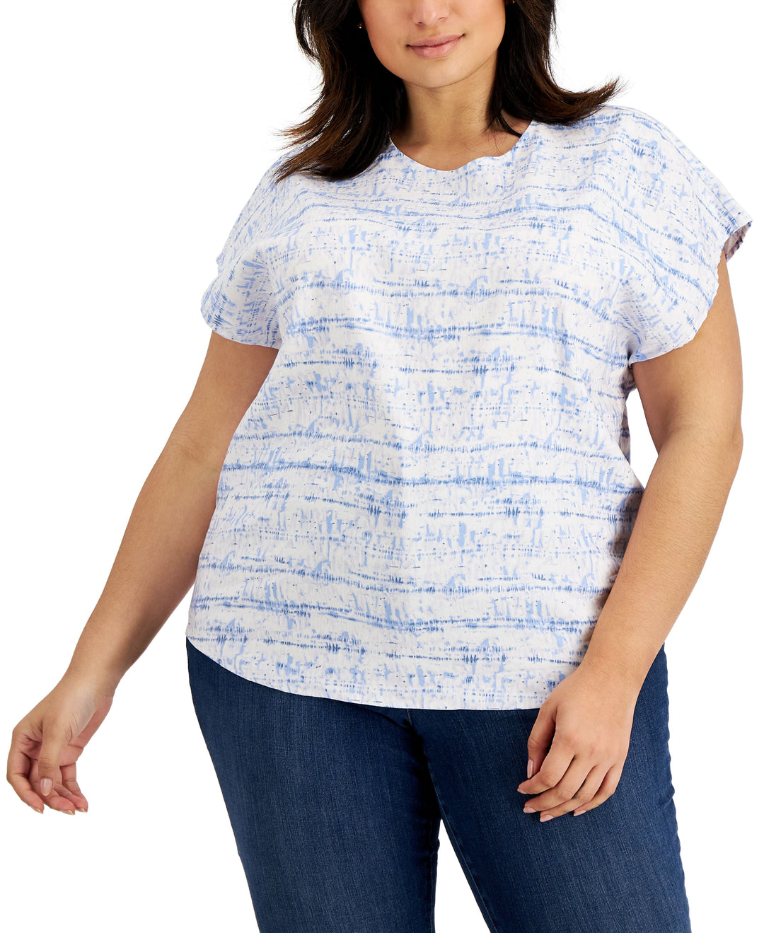 Alfani Plus Size Printed Dolman Sleeve Top