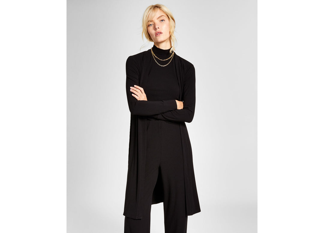 And Now This Womens Maxi Ribbed Duster Cardigan