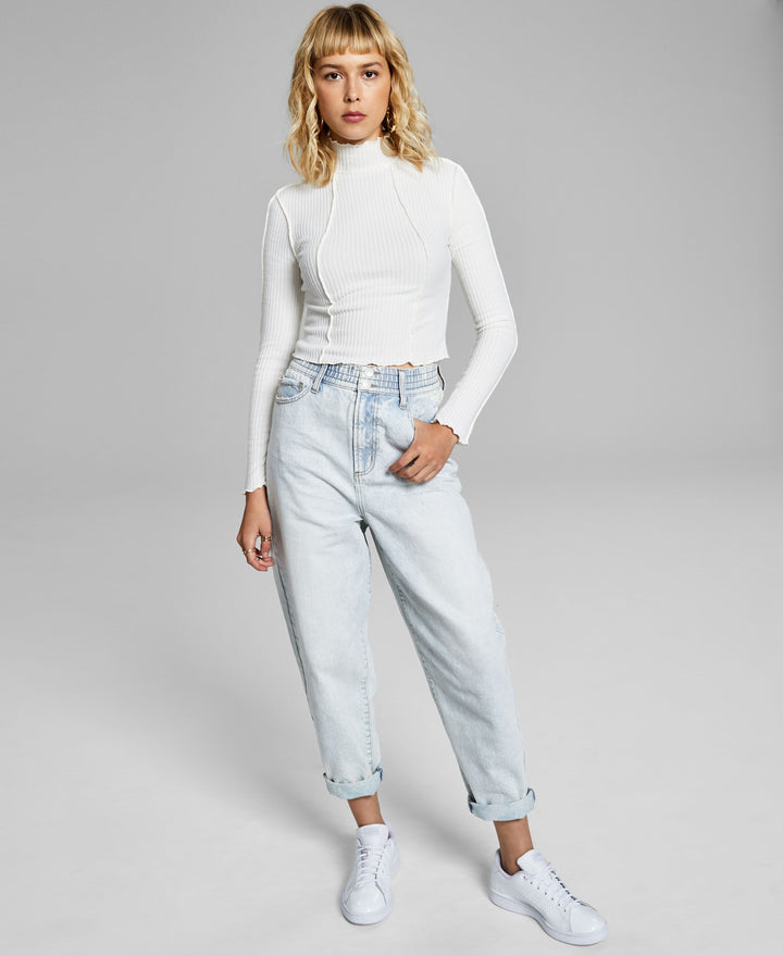 Now This Ribbed Exposed Seam Top